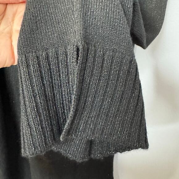 St John Long Open Front Cashmere Blend Cardigan Black Shimmer Classic Luxury L - Picture 7 of 14